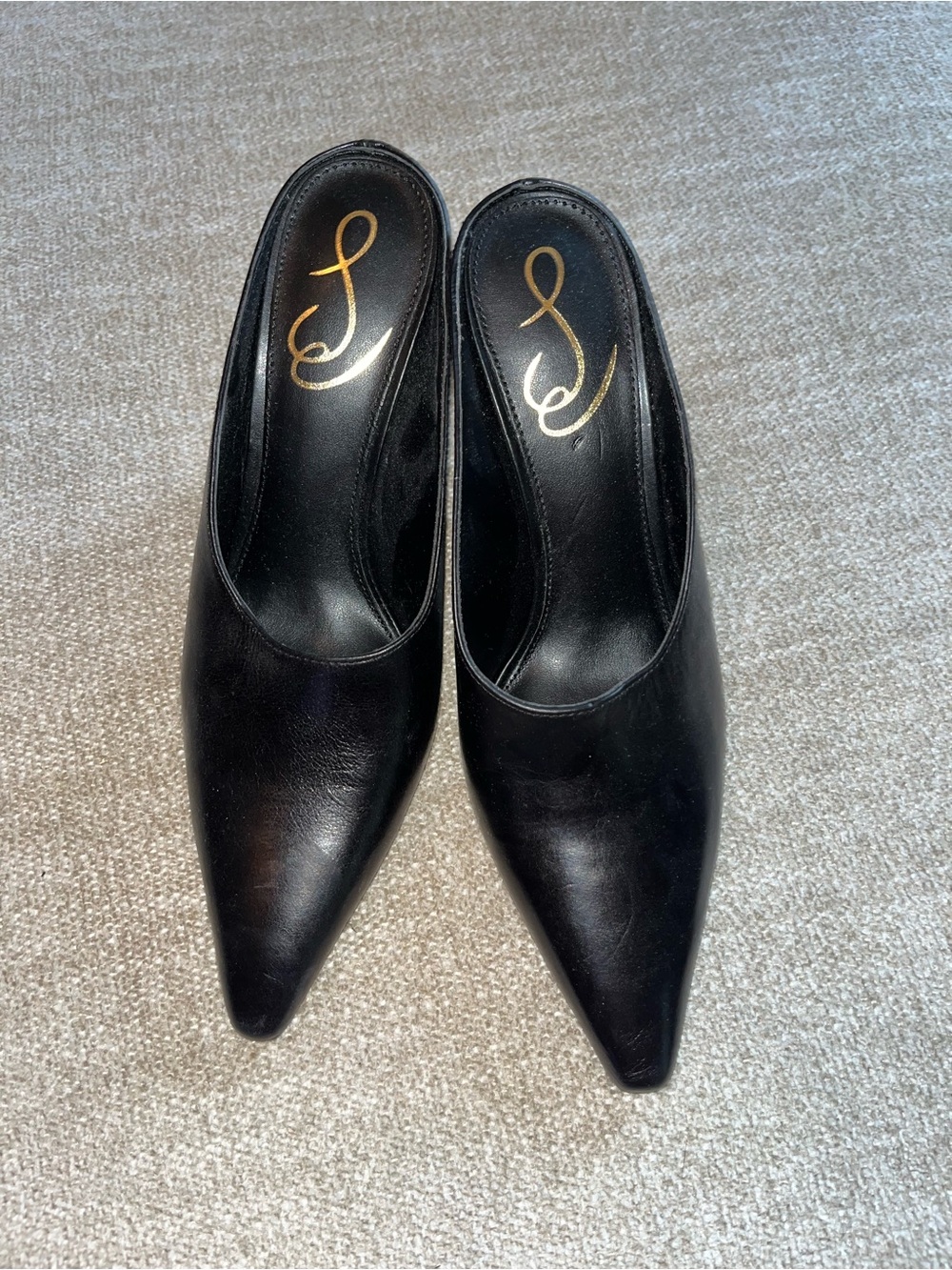 Sam Edelman Black Pointed-Toe Slip-On Mules